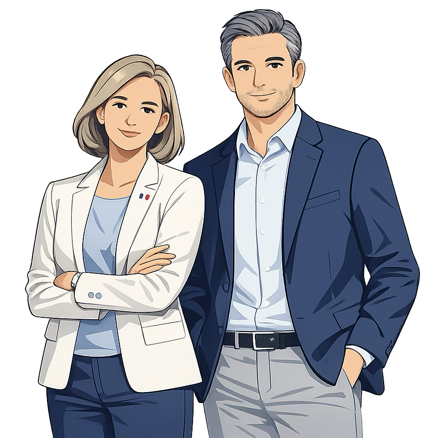 Illustration représentant un couple de 40 à 49 ans