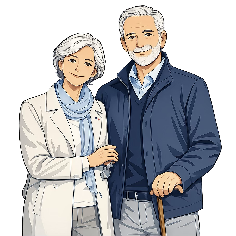 Illustration représentant un couple de 60 ans et plus